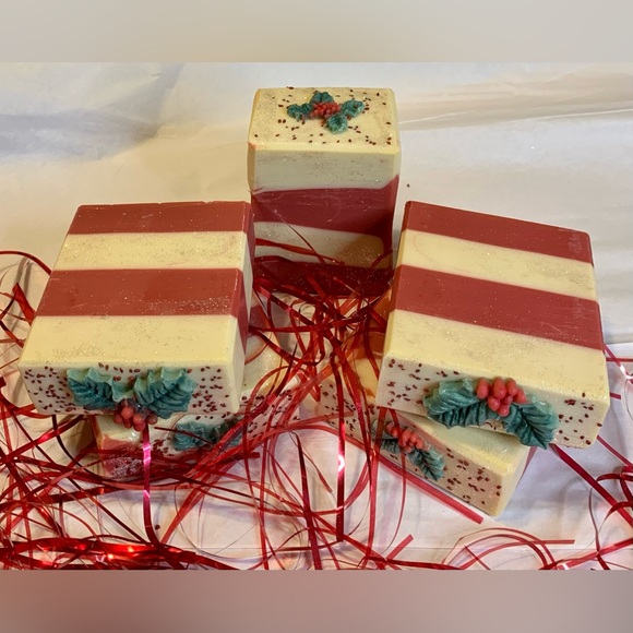 Sold out- Hand Crafted Artisan Holiday Vegan Soap with Soap Holly Attachment - Picture 9 of 10